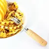 Stainless steel pineapple peeler wooden peeling shovel off fork avocado v-shaped eye-digging kitchen fruit vegetable tool knife