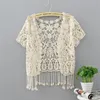 tops de culture au crochet blanc