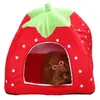 Flannel Fabric Small Pet Cat Beds Thicken Winter Pet Dog Kennel Mattress Strawberry Cat Nest Tent