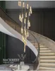 Luxury Staircase LED Chandelier Gold Large Hallway Lobby Crystal Lamps Hanging Fixture Home Decor Lighting