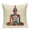 Kudde/dekorativ kudde Creative Southeast Zen Digital Printed Pillowcase Folkstil Akvarell Kuddar Dekorativ heminredning Soffa Throw