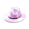 넥타이 염료 남자 여자 와이드 브림 양모 펠트 재즈 페도라 모자 영국 스타일 파티 공식 파나마 모자 가을 겨울 드레스 모자