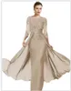 Lång ärm Chiffon Mother of the Groom Dresses Plus Size O Neck Formal Spets Evening Wedding Party Prom Gäster GOWS9697688