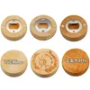 Can customize Engraving logo Blank DIY Wood Round Bottle Opener Coaster Fridge refrigerator Magnet Decoration