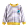 Spring Autumn Arrival 2 3 4 5 6 7 8 9 10 Years Children O Neck Cotton Colorful Stripe Sweatshirts For Kids Baby Girls 210529