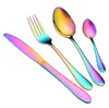 Stainless steel Gold Flatware Sets Spoon Fork Knife Tea Spoons Dinnerware Set Kitchen Bar Utensil 4 Style LLD12865