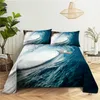 Ensembles de draps, draps de literie en forme de vague de mer, impression numérique pour la maison, lit en Polyester plat avec étui imprimé
