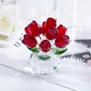 HD Crystal Red Rose Figurine Art Glass Spring Bouquet Dreams Ornament Home Wedding Decor Souvenir Regalo da collezione per lei / mamma 210728