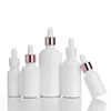 Essential Oil Perfume Bottles Vit Porslin Keramisk Dropperflaska med vita / Rose Gold Cap Kosmetisk Dispensering av resorstorleksbehållare 10ml - 100 ml