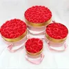 Ronde fluwelen zeep bloem geschenkdoos lint handheld bloembakken met nooit vervagende rozen bruiloft gunsten Valentijnsdag Moederdag 211108