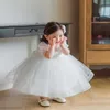 Zomer tieners meisjes feestjurk witte boog korte mouwen prinses jurken bruiloft piano Voer kinderdag E01 210610 uit