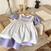 Filles mode broderie à manches courtes robes été 2021 enfants coton lâche petite robe de princesse avec tablier G1218