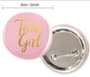 Feuille d'or Glitter Team Boy Girl Button Pins Pary Favors Gender Reveal BadgeBaby Shower Supplies Rose bleu