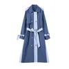 Women's Trench Coats Women's Brand Fashion Patchwork Coat Women Long Double Breasted With Belt Lady Windbreaker Duster Female Outerwear