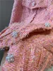 سترات النساء في أوائل الخريف للنساء سترة أعلى 2022 مصممة المدرج Batwing الوردي كبير الحجم تويد متماسكة معطف بلا أكمام معطف