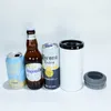 Wholesale! 4 in 1 Sublimation 16oz Can Coolers White Blank Straight Tumblers With 2Lids Stainless Steel Beer Holders Double Insulated Water Bottles Cups Mugs A12