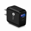 18W PD Wall Charger EU US Plug Travel Power Adapter för iPhone 12 13 Samsung Galaxy S6 S7 Edge S8 S9 Obs 10 snabba laddare