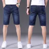 Homens de verão Negócios Blue Denim Shorts Slim Fit Calças de Jeans Fashion Clássico Preto Estiramento Casual 210714