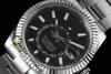 Designer Watches N Sky A9001 Automatic Mens Watch 326934 Fluted Bezel Black Dial Stick Markers Dual Time Zone Stainless Steel Bracelet HWRX discount