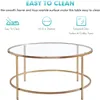 US stock Round Coffee Table Gold Modren Accent Table Tempered Glass Side Table for Home Living Room Mirrored Top/Gold Frame a45