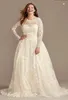 Plus Size Brautkleider 2021 Luxus Perlen Spitze Applikation Gefaltete Falten Prinzessin Langarm Garten Brautkleider