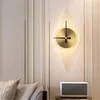 Applique murale WPD laiton lumières appliques moderne créatif LED horloge abat-jour cristal intérieur pour la décoration de la maison