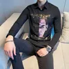 Designer Shirts Mężczyźni Z Długim Rękawem Print Casual Mężczyźni Sukienka Koszule Camisa Masculina Formalna Streetwear Bluzka Społeczna Homme 210527