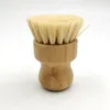 Palm Pot Wash Brush Wood Round Mini Dish Borste Natural Scrub Borste Hållbart skrubber Kort handtag Rengöringsrätter Kökssats