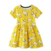 Springende meter meisjes prinses dieren jurk voor zomer katoen babykleding konijnen print kinderen kinderen jurken 210529