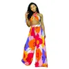 sexy clubwear two piece set women strapltops and wide leg pants print outfits for women summer beach style 2 piece sets H340 X0709 X0721