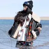Kurtki damskie inspirowane boho jagnięce włosy haftowa zamszowa kurtka dla kobiet z długim rękawem płaszcz 2022 Zimowe ciepło