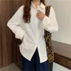 Outwear Chic OL Solid All Match Loose Casual Streetwear Oversize Tops Stylish Office Lady Brief Shirts Clothe 210421