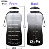 QuiFit 2L 1.3L 64OZ 43oz Tritan Water Bottle With Straw & Time Markings A Free Portable Protein Shaker Sports GYM Drinking Jug 220217