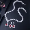 Silver Color Bridal Jewelry Sets Cubic Cyrkon Naszyjnik Ślubny i Kolczyki Luksusowa Kryształowa bransoletka mody,