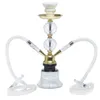 Arabisk glaskahoka med dubbelrör Vattenrör Full uppsättning Hookahs Blå Transparent för damer Elegant Texture Delikat Design