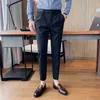 IEFB Männer Trend Koreanische Mode Anzug Hosen Britische Business-Hose Schlank Grau Knöchel Länge Gerade Hosen Männlich 9Y6670 210524