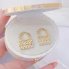 Stud requintado 14k real ouro pequena bolsa mulheres brinco zircão charme brincos jóias de casamento bijoux para presente nupcial297c