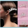 Jewelryrose Gold Color Wedding Hair Combs For Bride Crystal Rhinestones Pearls Women Hairpins Bridal Jewelry Aessories Clips & Barrettes Dro