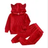 2021 autumn fashion baby girl clothes Sets velvet long sleeve solid zipper jacket+pants 2pcs bebes tracksuit baby boy clothing set