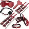 Nxy Adult Toys Getyoursave Bdsm Bondage Set Leather Kits Fetish Handcuffs Collar Gag Whip Erotic Sex for Women Couples Games 1207