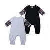 Printemps automne nouveau-né bébé garçons tatouage manches barboteuse enfant coton combinaison vêtements une pièce costume 210413