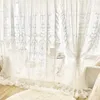 Gordijngordijn Europese Franse witte borduurwerk Tule Princess Sheer Curtains met kant romantische voile voor woonkamer slaapkamer gazecurtai