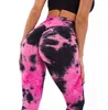 Pantaloni da yoga Tiedye da donna Leggings da fitness a vita alta Tessuto jacquard Design a bolle Pantaloni sportivi Leggins da corsa Push Up Donna sexy 8901468