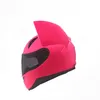 Nitrynos kask motocyklowy pełna twarz z kotem uszy różowy kolor osobowość moda motocyklowy rozmiar m / l / xl / xxl