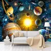カスタム3D POの壁紙子供の寝室のモダンな手描きの漫画の宇宙の星空惑星子供部屋壁画背景壁210722