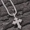 Luxury Jewelry CZ Diamond Gemstones Cross Pendant Lucky Women Men Necklace For Party