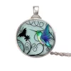 Alliage peint hibou temps verre collier de verre mode Taiji bleu colibri Moon Pendentif Ange Pendentif Colliers Chaîne de pull pour femme cadeau