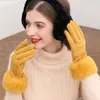 5本の指の手袋の女性の縄跳びの毛皮のスエードの革のタッチスクリーン運転グローブ冬温かい豪華な刺繍フルフィンガーサイクリングMi