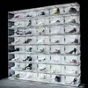 New Sound Control Led Light Clear Shoes Box Sneakers Storage Anti-oxidation Organizer Shoe Wall Collection Display Rack C04022163