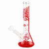 Glass Bong Smoking Water Pipe Hookah 13.8 inch Red Tree Bongs Percolator Diffused Shisha Filter Beaker Bubbler W/ ICE Catcher Pipes Hookahs